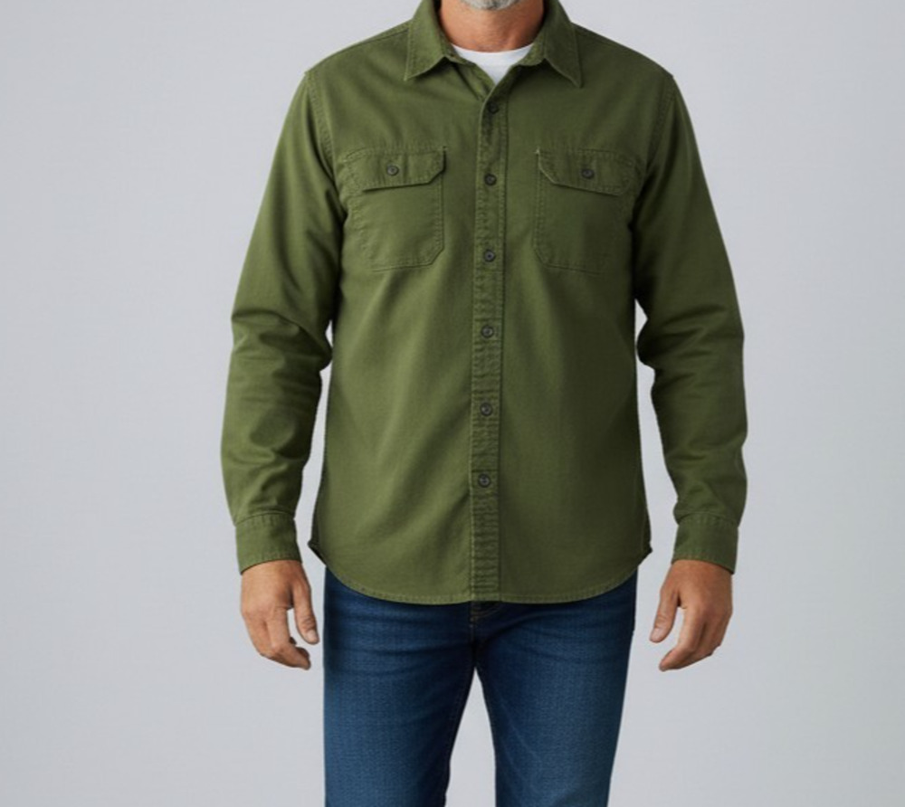 Wrangler Men's XL Dark Green Long Sleeve Button Up Shirt Pockets Collared